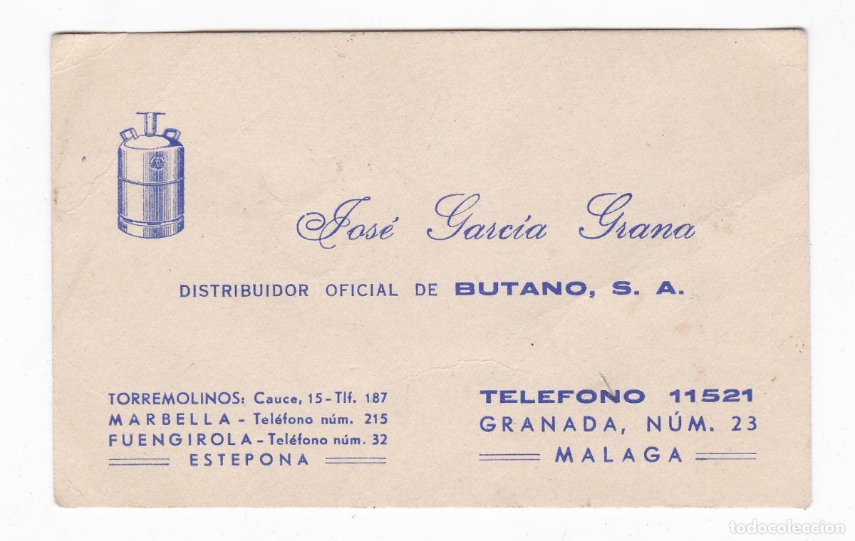 Cat&aacute;logos publicit&aacute;rios: Distribuidor Oficial de Butano S.A. en M&aacute;laga. Antigua tarjeta publicitaria.