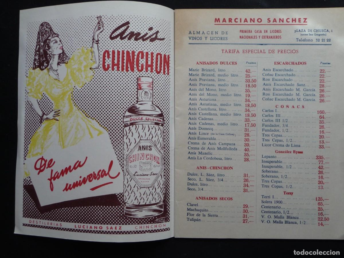 Cataloghi pubblicitari: CATALOGO DE LA DISTRIBUIDORA DE MARCIANO SANCHEZ. VINOS Y LICORES, MANTEQUERIA Y FIAMBRES