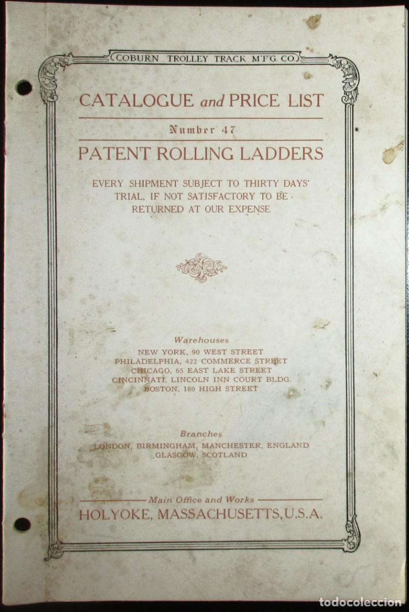 Werbekataloge: CAT&Aacute;LOGO Y LISTA DE PRECIOS DE ESCALERAS DESLIZANTES COBURN. CIRCA 1900.