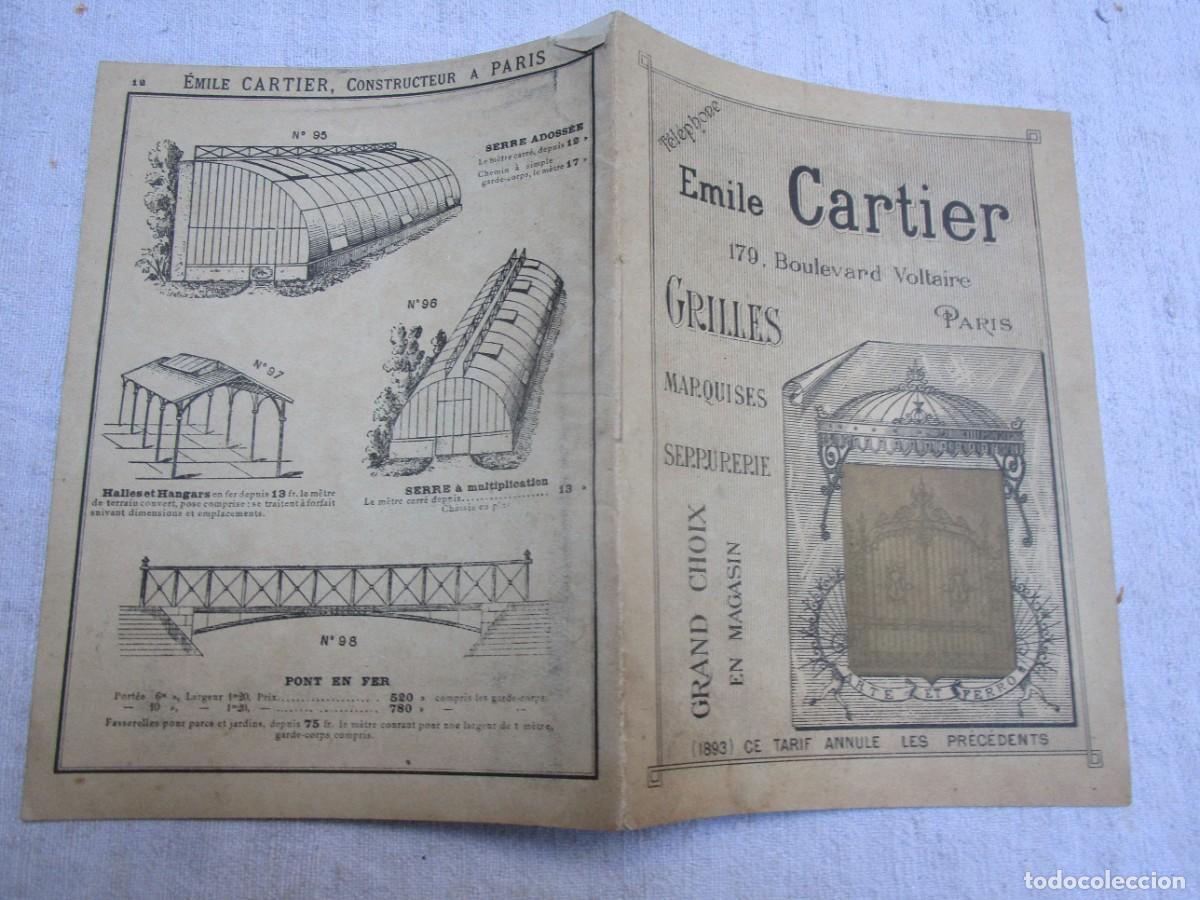 Werbekataloge: EMILE CARTIER 1893 - PARIS CATALOGO FABRIL - REJAS, PORTALONES PERGOLAS PUERTAS HIERRO FORJADO. +