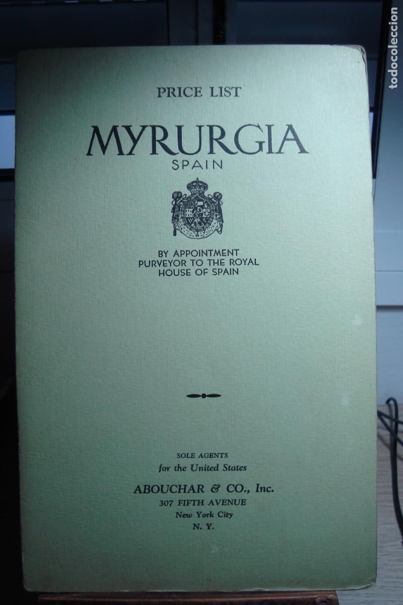 Cat&aacute;logos publicitarios: MYRURGIA S.A FABRICA DE PERFUMERIA. PRICE LIST MYRURGIA SPAIN. ABOUCHAR & CO. NEW YORK