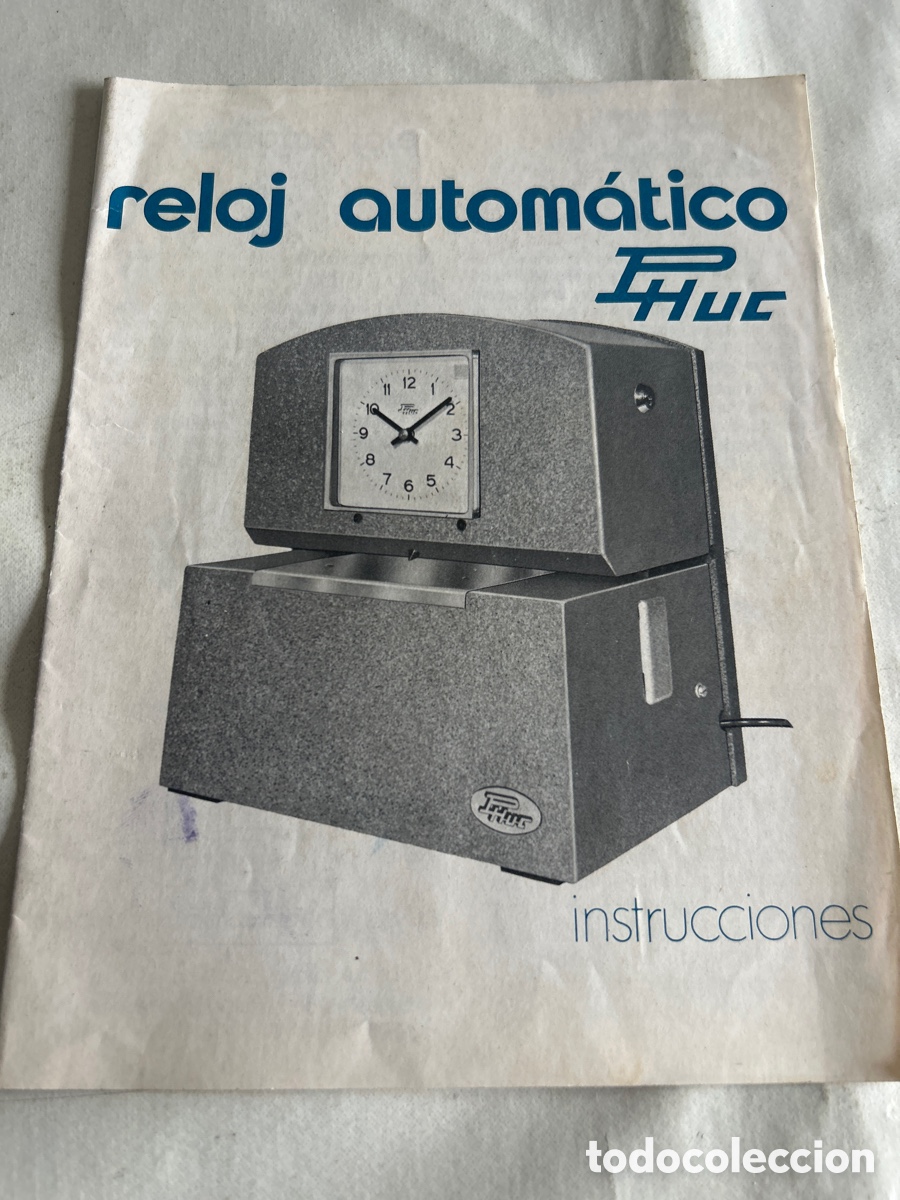 Cat&aacute;logos publicitarios: Antiguo manual de instrucciones reloj de fichar Phuc