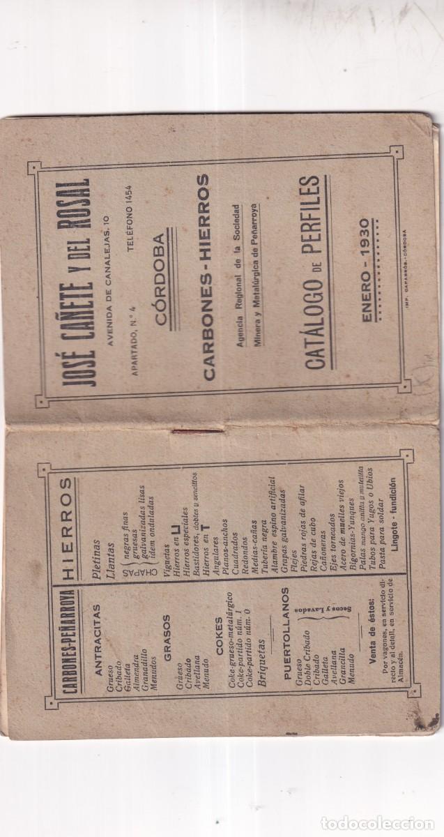 Catalogues publicitaires: Jos&eacute; Ca&ntilde;ete y del Rosal. C&oacute;rdoba, carbones y hierros. Cat&aacute;logo de Perfiles enero 1930