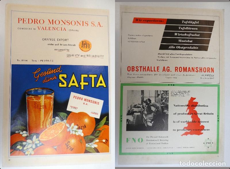 Cat&aacute;logos publicitarios: Recorte publicitario de frutas Pedro Monsonis Valencia, a&ntilde;os 50 mide 20X30 cm