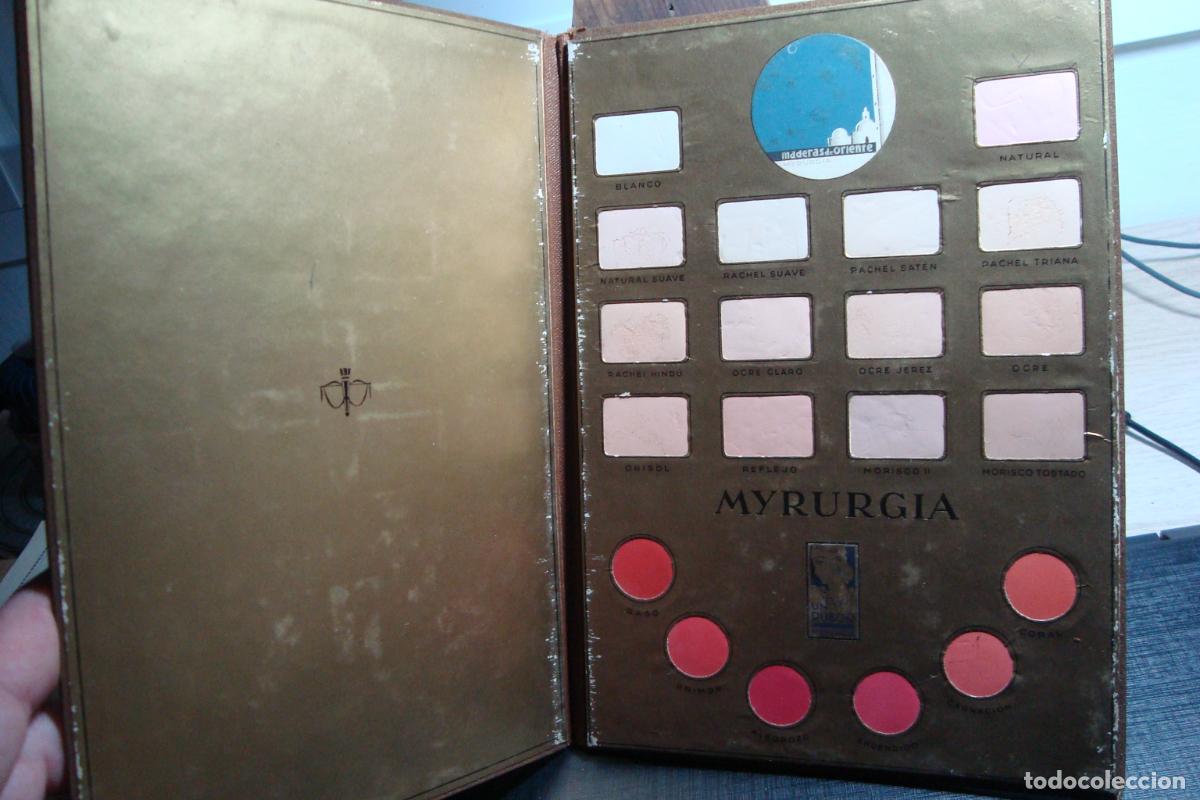 Cat&aacute;logos publicitarios: MYRURGIA S.A FABRICA DE PERFUMERIA BARCELONA. MUESTRARIO ESCALA DE MATICES DE POLVOS Y RUBORES.