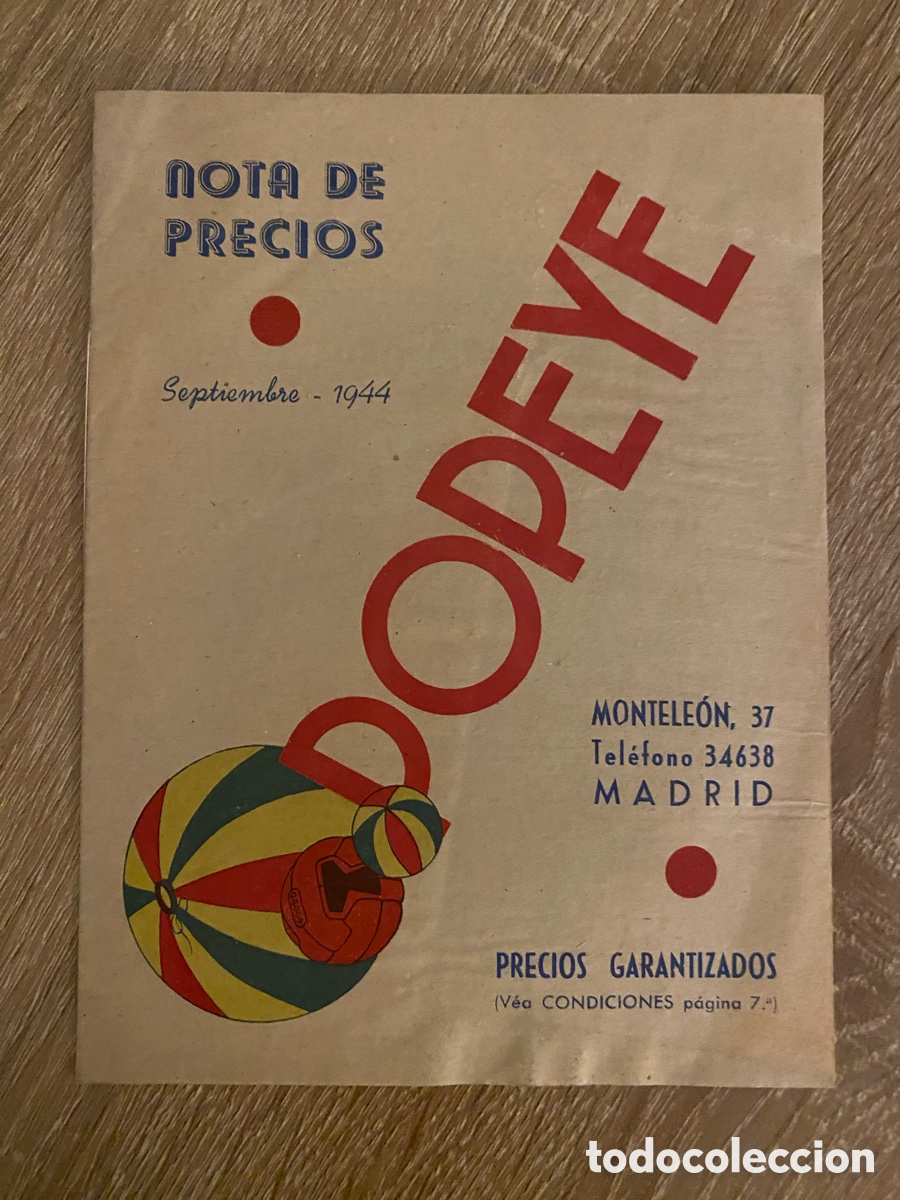 Cat&aacute;logos publicitarios: ANTIGUO CAT&Aacute;LOGO LISTA PRECIOS POPEYE