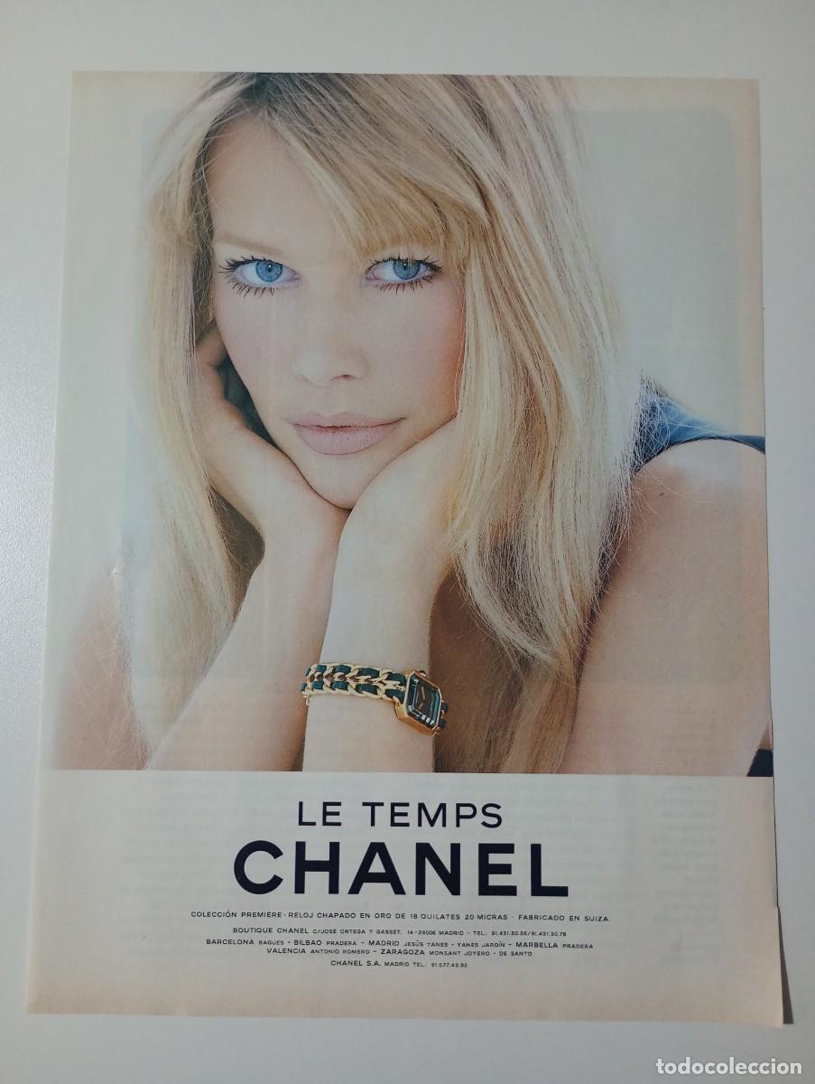 Cat&aacute;logos publicitarios: Publicidad Chanel Le Temps Claudia Schiffer 1995 Spanish Magazine Advertising 30x23 cm
