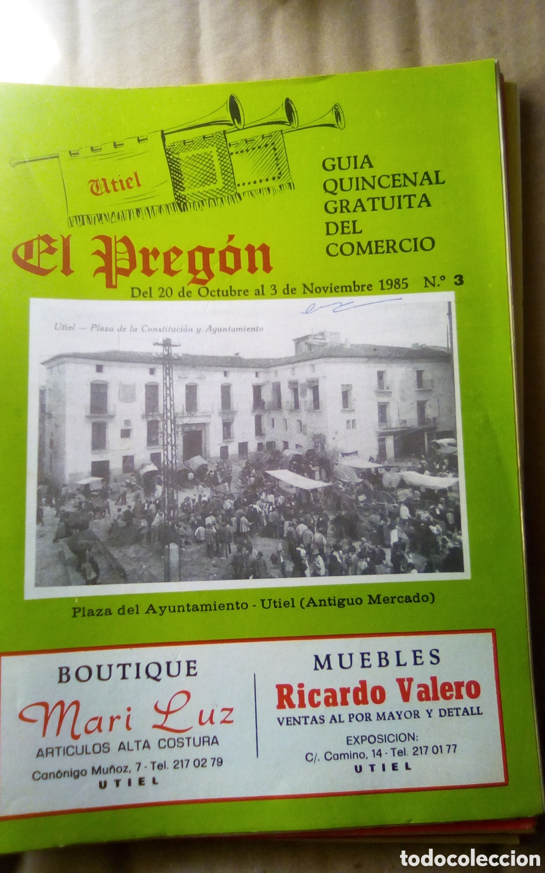 Cat&aacute;logos publicitarios: Lote de 8 gu&iacute;as El Preg&oacute;n. Gu&iacute;a comercial gratuita del comercio de Utiel. 1985-1986. Ver interior.