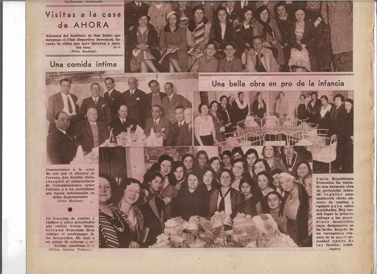 Cat&aacute;logos publicitarios: A&Ntilde;O 1933 RECORTE PRENSA LABOR SOCIAL UNION REPUBLICANA FEMENINA DONATIVO CUNAS NI&Ntilde;OS NECESITADOS
