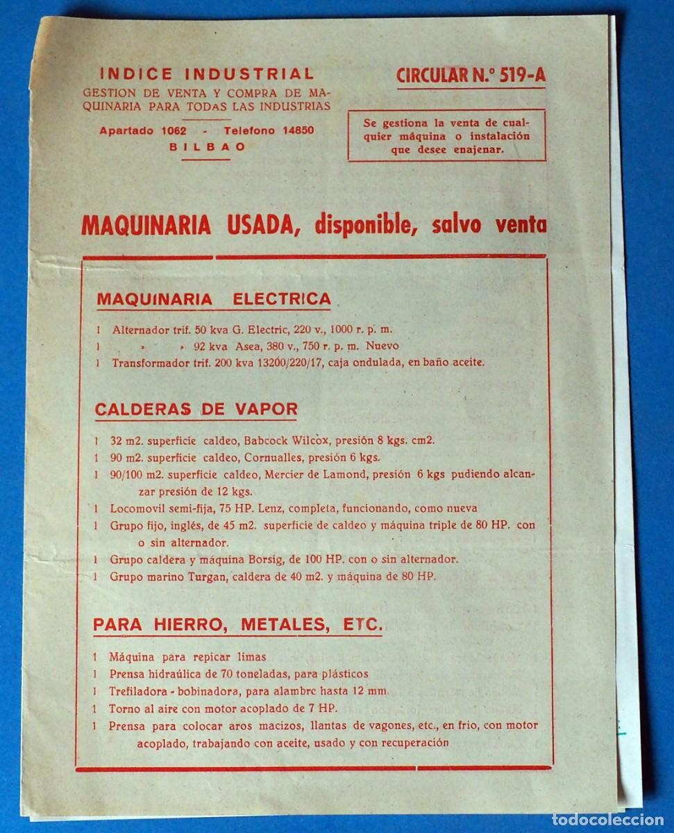 Cat&aacute;logos publicitarios: ANTIGUA PUBLICIDAD: GESTI&Oacute;N DE VENTA MAQUINARIA. BILBAO . A&Ntilde;O 1952