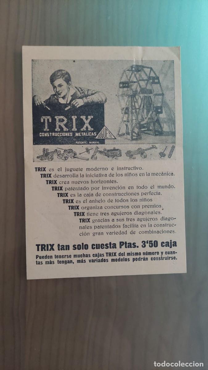 Cat&aacute;logos publicitarios: ANTIGUA PUBLICIDAD TRIX JUGUETE CONSTRUCCIONES METALICAS