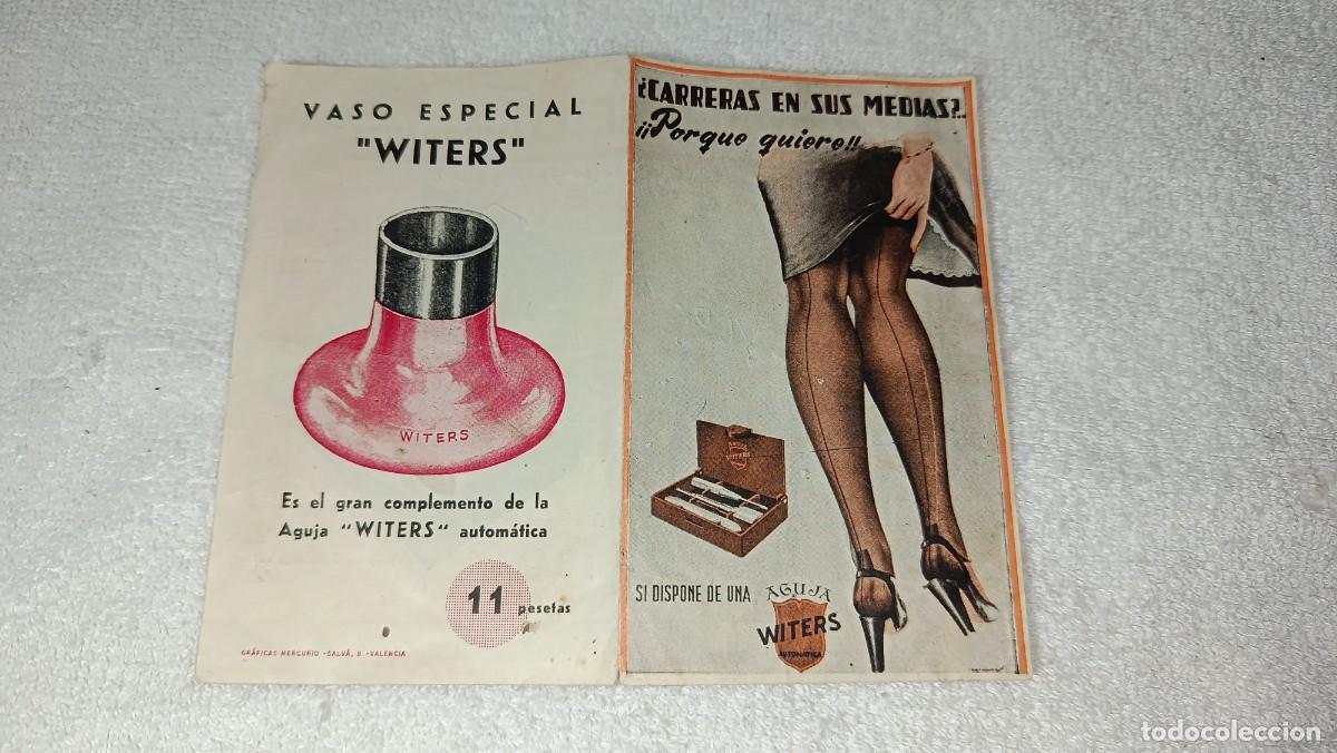 Cat&aacute;logos publicitarios: ANTIGUO FOLLETO PUBLICITARIO AGUJA WITERS AUTOMATICA - VASO ESPECIAL WITERS - MEDIAS A&Ntilde;OS 50