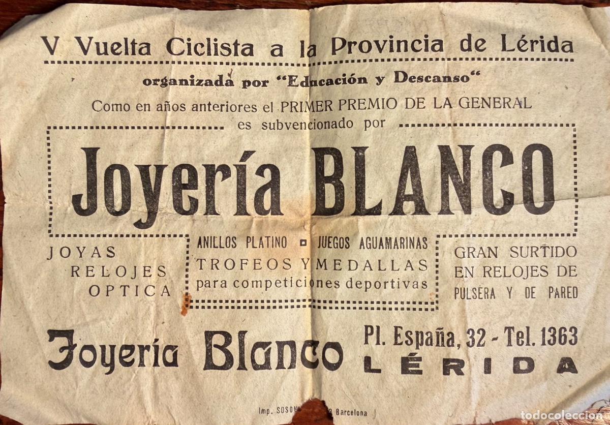 Cat&aacute;logos publicitarios: PUBLICIDAD JOYER&Iacute;A BLANCO LERIDA, V VUELTA CICLISTA A LA PROVINCIA DE L&Eacute;RIDA.