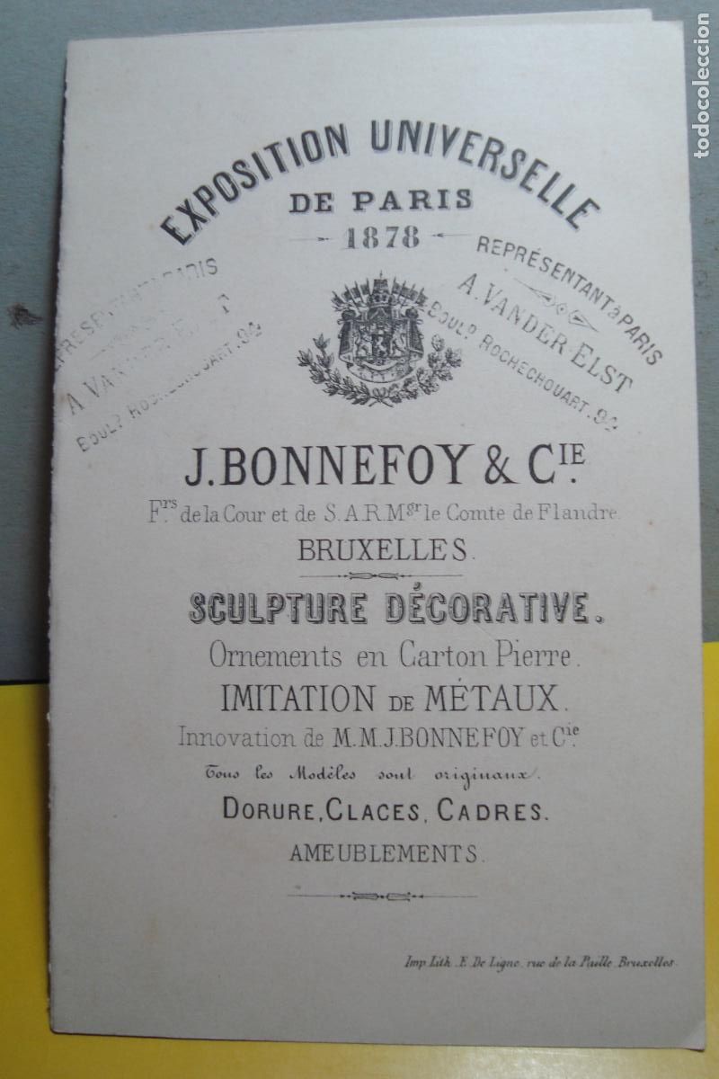 Cat&aacute;logos publicitarios: CATALOGUE J. BONNEFOY & Cie. BRUXELLES. SCULPTURE DECORATIVE. EXPOSITION UNIVERSELLE PARIS 1878