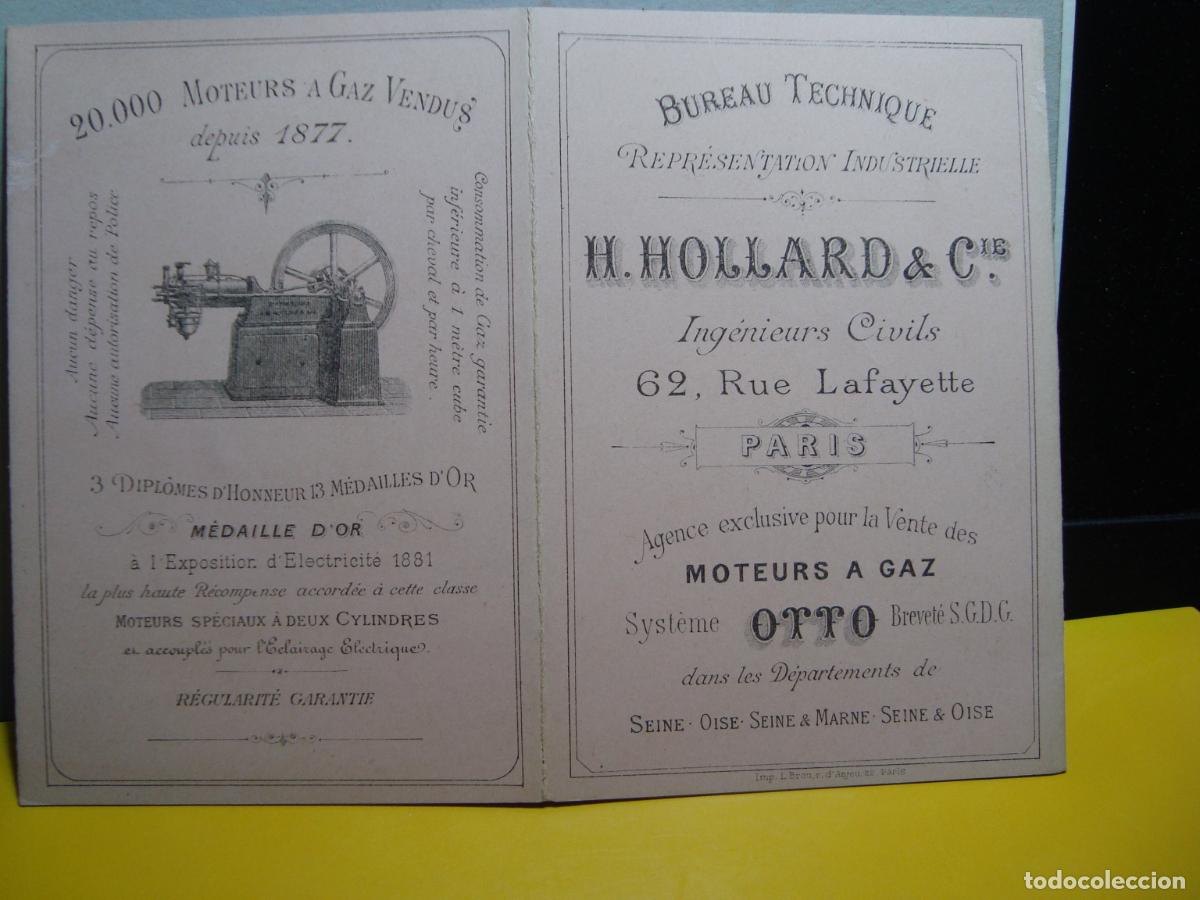 Cat&aacute;logos publicitarios: H. HOLLARD & Cie. INGENIEURS CIVILS. MOTEURS A GAZ. SISTEME OTTO. RUE LAFAYETTE PARIS S. XIX