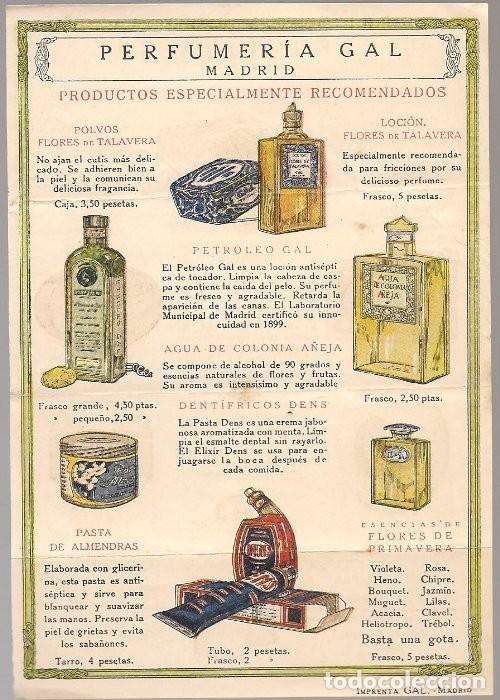 Cat&aacute;logos publicitarios: propaganda PERFUMERIA GAL MADRID productos recomendados , 1 hoja