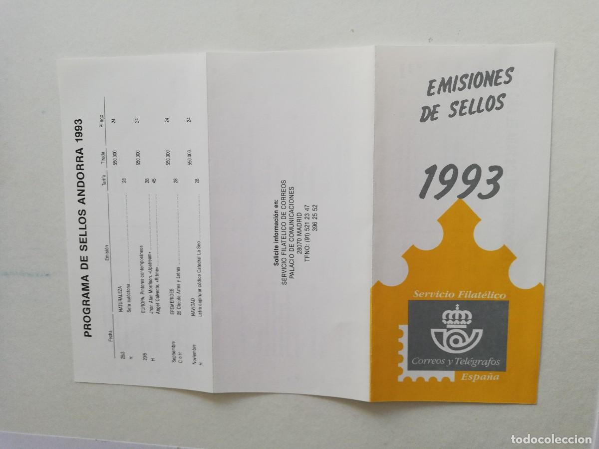Cat&aacute;logos publicitarios: TRIPTICO EMISIONES DE SELLOS A&Ntilde;O 1993 - Foto 3