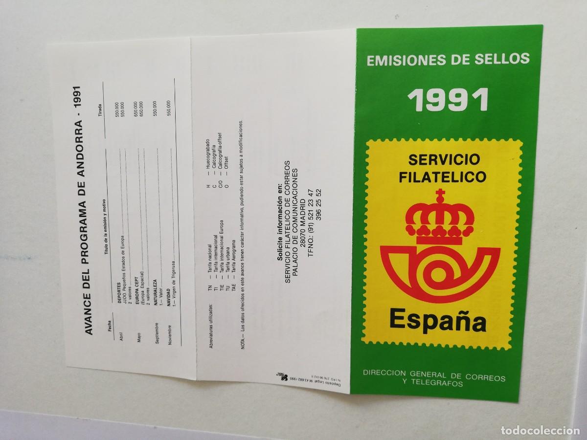 Cat&aacute;logos publicitarios: TRIPTICO EMISIONES DE SELLOS A&Ntilde;O 1991 - Foto 3
