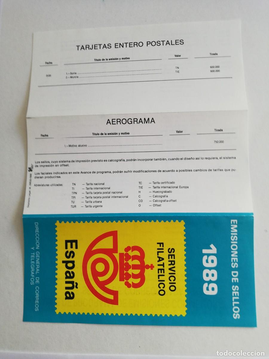 Cat&aacute;logos publicitarios: TRIPTICO EMISIONES DE SELLOS A&Ntilde;O 1989 - Foto 3