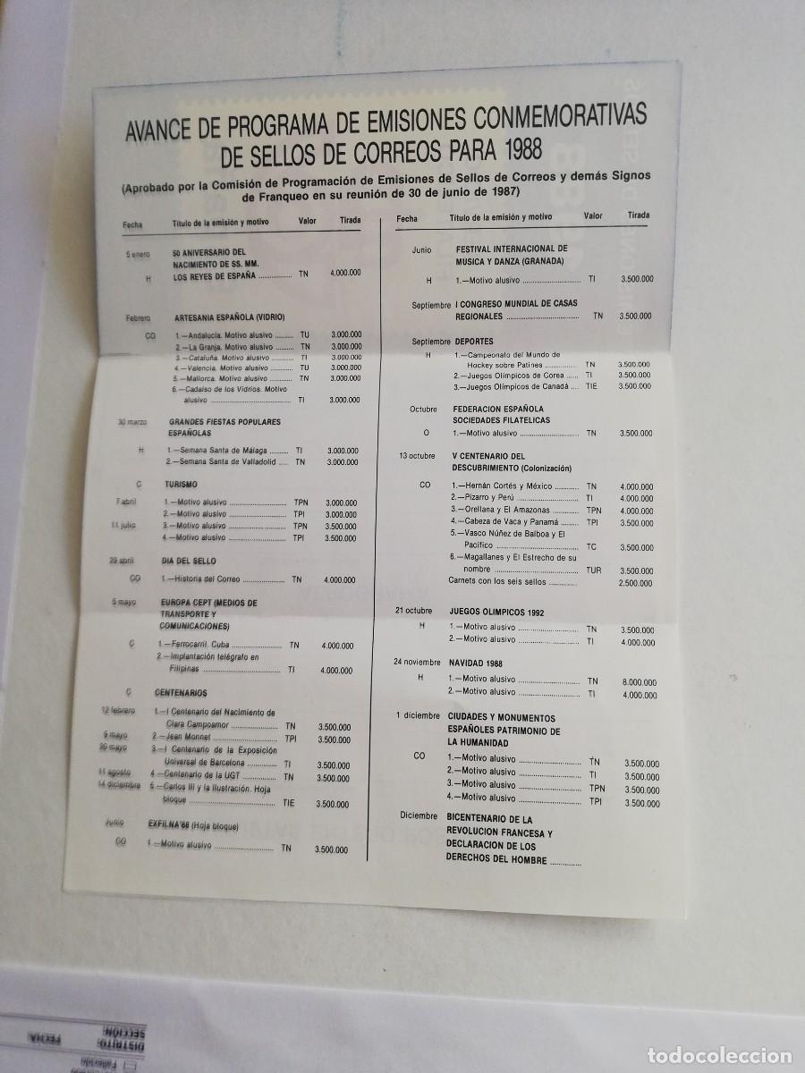 Cat&aacute;logos publicitarios: TRIPTICO EMISIONES DE SELLOS A&Ntilde;O 1988 - Foto 2