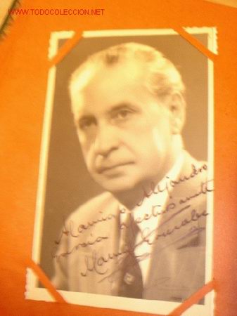 Cinema: Antigua fotograf&iacute;a - postal con aut&oacute;grafo de artista Manuel ??, a&ntilde;os 40/50.