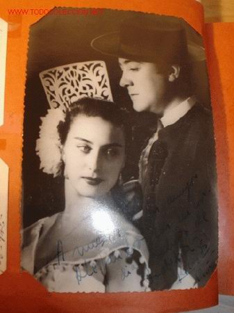Cin&eacute;ma: Antigua fotograf&iacute;a con aut&oacute;grafo de artistas, fechado a&ntilde;o 1955.