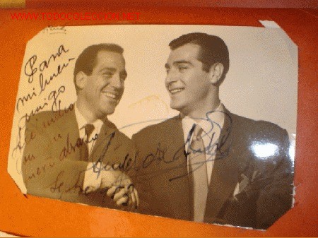 Cinema: Antigua fotograf&iacute;a aut&oacute;grafo doble Angel de Andr&eacute;s y Antonio Casal.-, a&ntilde;o 1953.
