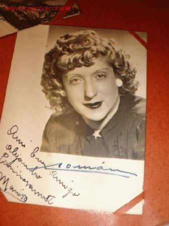 Cine: Antigua fotograf&iacute;a con aut&oacute;grafo de la artista ??, fechado 13 Marzo 1945.