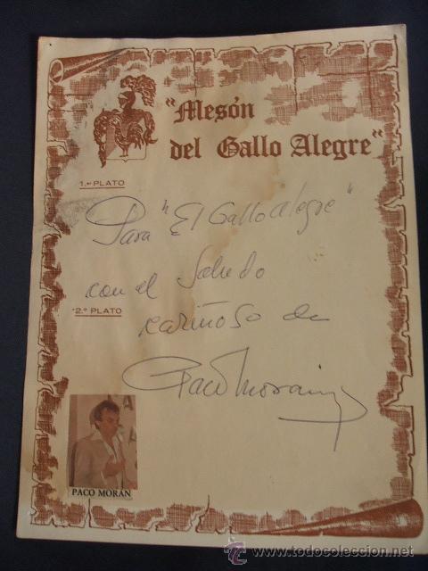 Cine: DEDICATORIA Y AUTOGRAFO ORIGINAL - PACO MORAN - - Foto 1