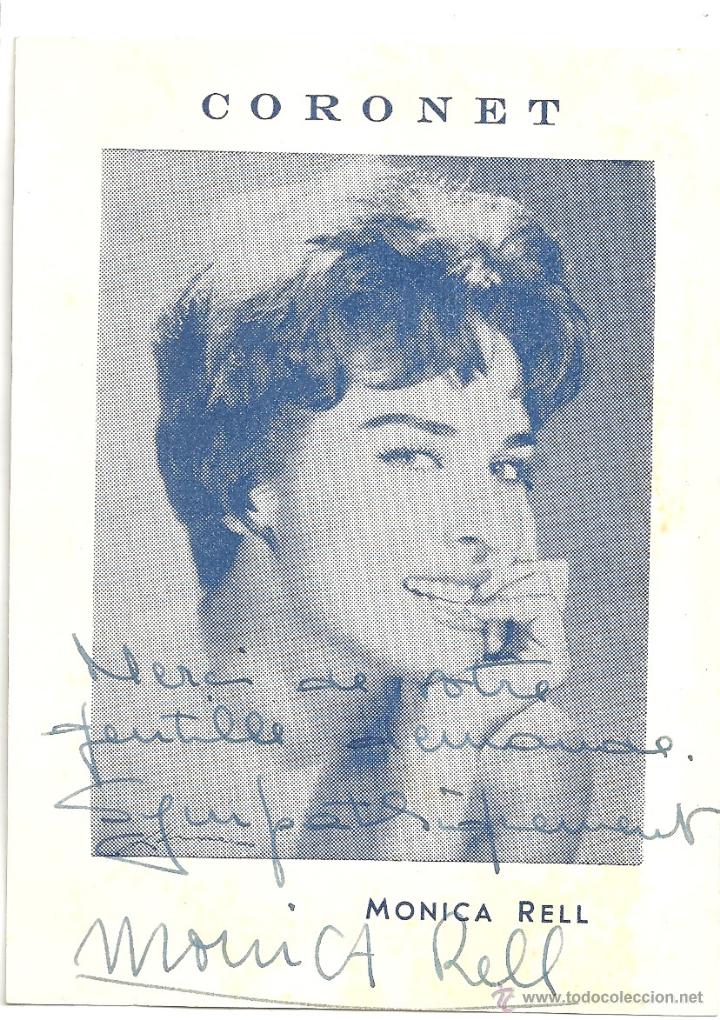 Cine: F16677 MONICA RELL AUTOGRAFO POSTAL DE EPOCA - Foto 1