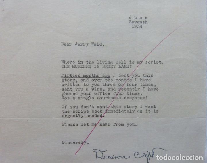 Cine: Denison Clift signed letter,June 7 1958 - Foto 4