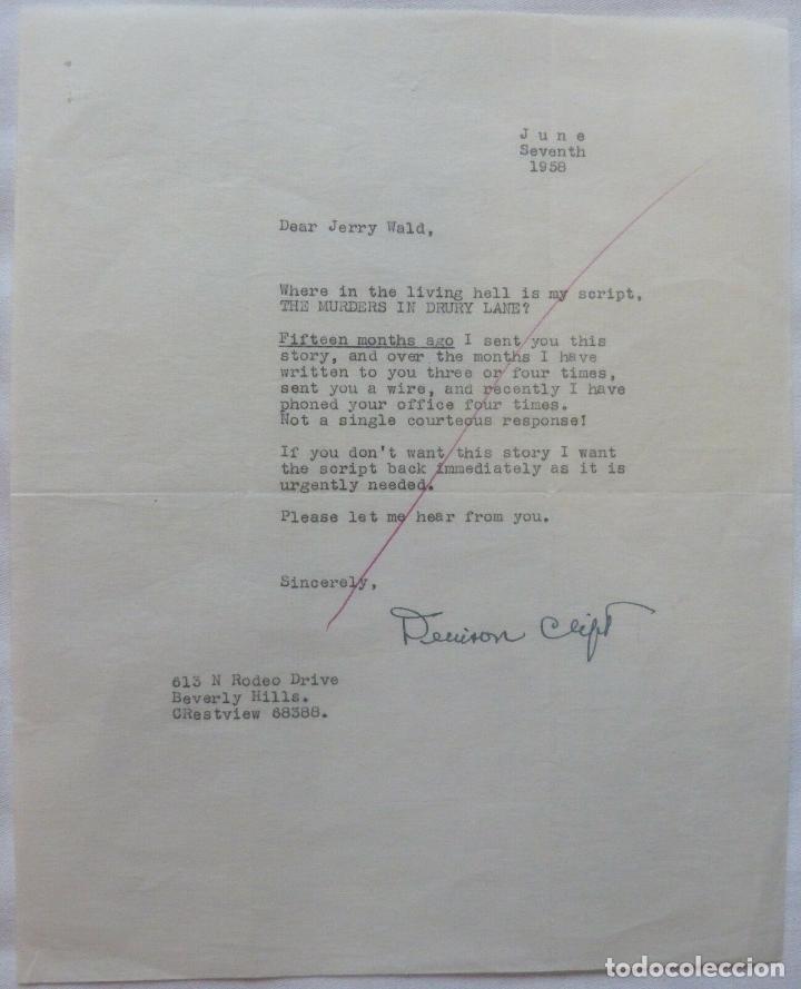 Cine: Denison Clift signed letter,June 7 1958 - Foto 1