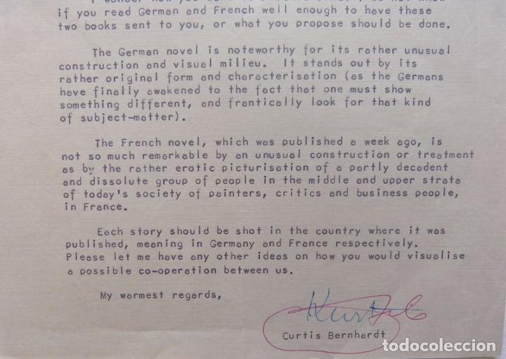 Cine: Curtis Bernhardt signed letter, March 14th, 1961 - Foto 5