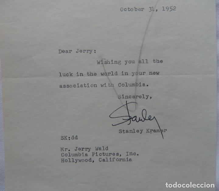 Cine: Stanley Kramer signed letter with response, October 31, 1952 - Foto 2