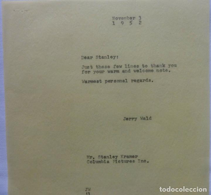 Cine: Stanley Kramer signed letter with response, October 31, 1952 - Foto 4