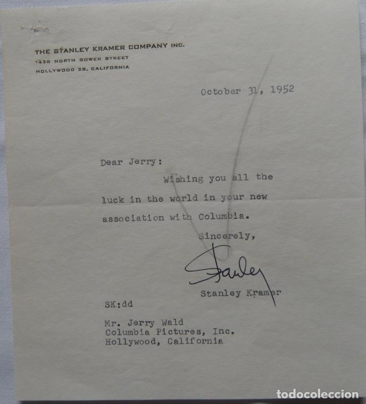 Cine: Stanley Kramer signed letter with response, October 31, 1952 - Foto 1