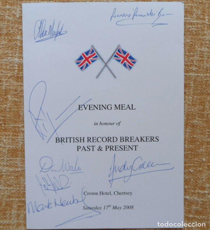 Cine: A British Record Breakers Past &amp; Present signed dinner menu, Richard Noble, etc. - Foto 7