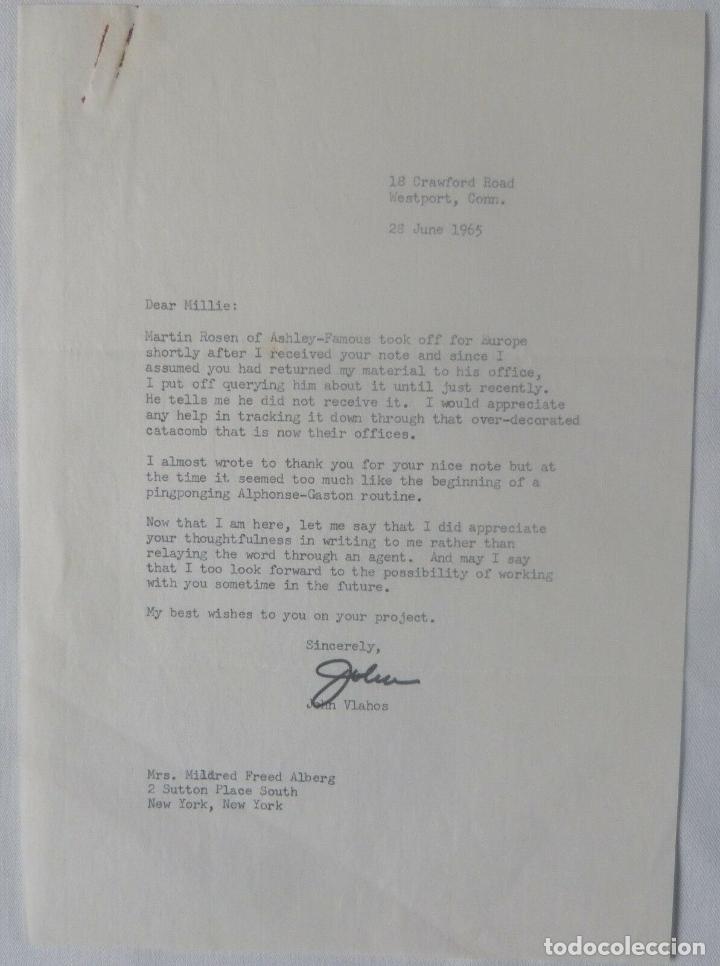 Cine: John Vlahos signed letter/1965 - Foto 2