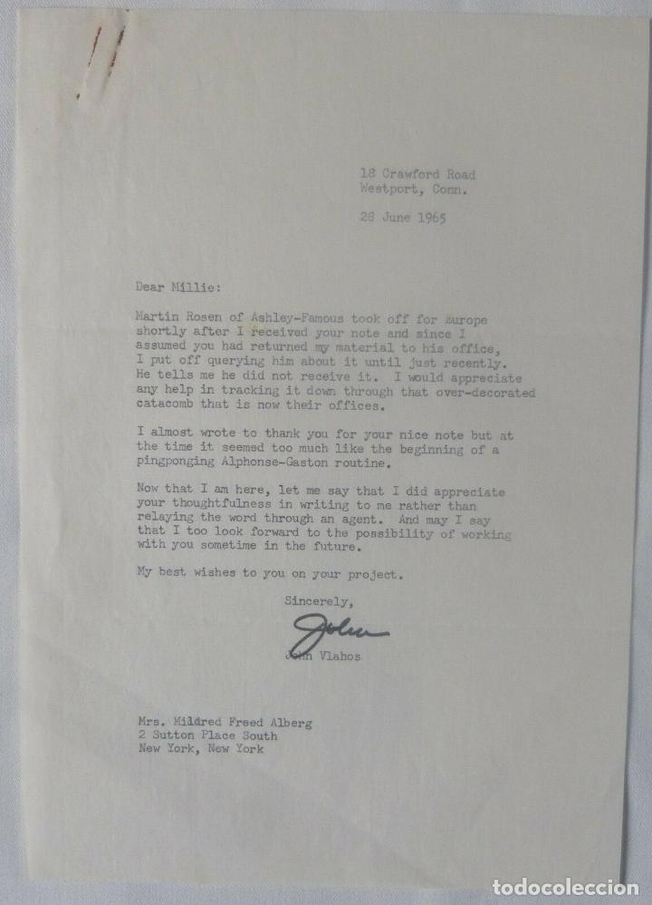 Cine: John Vlahos signed letter/1965 - Foto 1