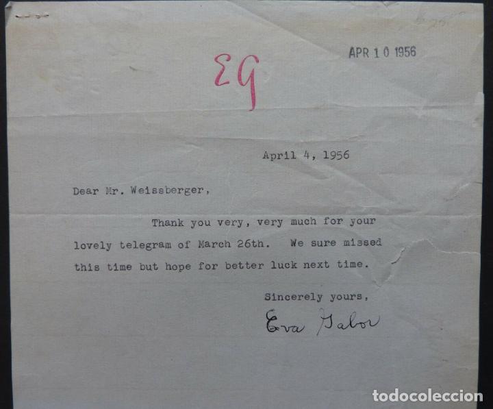 Cine: Eva Gabor signed TLS, dated April 4, 1956 - Foto 2