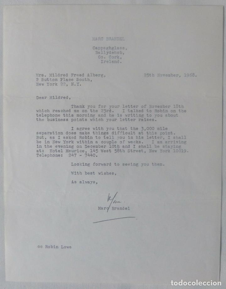 Cine: Marc Brandel letter signed/1968 - Foto 1