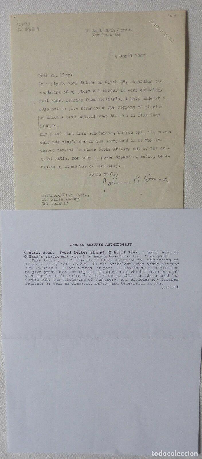 Cine: John O&acute;hara letter signed/1947 - Foto 5