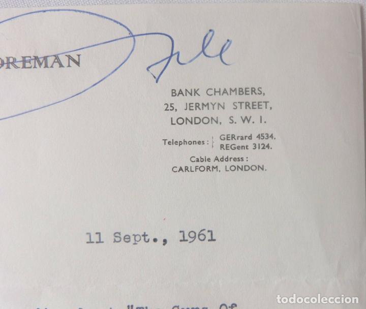 Cine: Carl Foreman signed letter/1961 - Foto 3