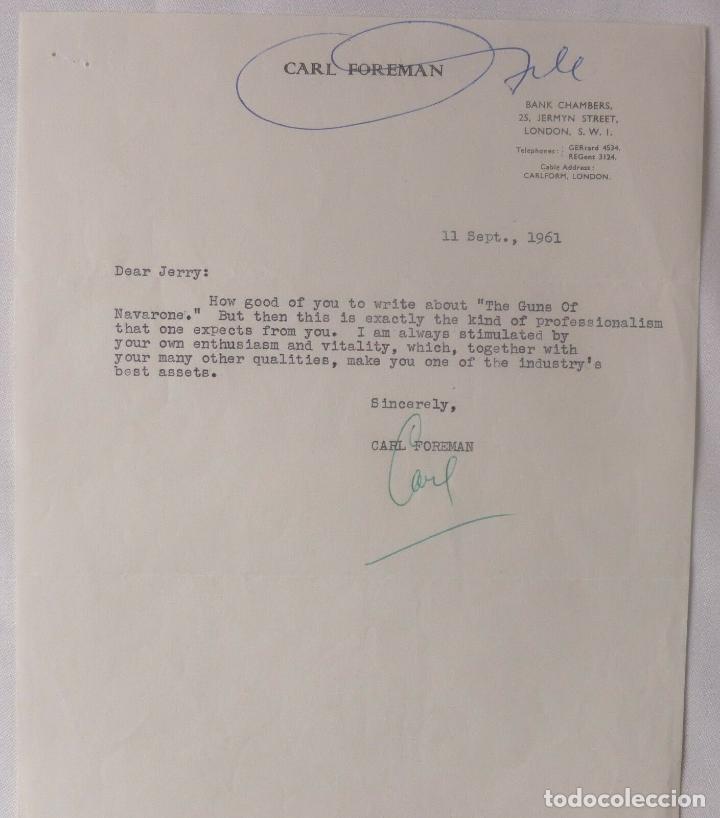 Cine: Carl Foreman signed letter/1961 - Foto 1