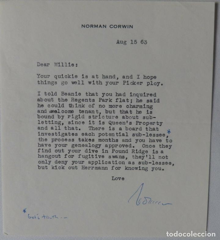 Cine: Norman Corwin letter signed/1963 - Foto 1