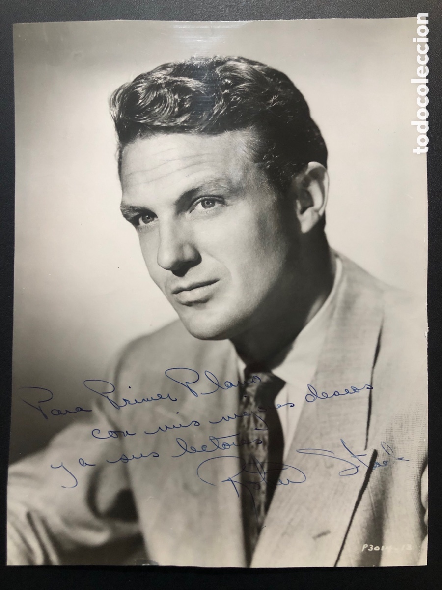 Cine: Foto original con dedicatoria y aut&oacute;grafo de Robert Stack - Foto 1