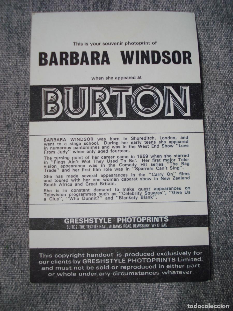 Cine: FOTO DE LA ACTRIZ BARBARA WINDSOR CON AUTOGRAFO - Foto 2