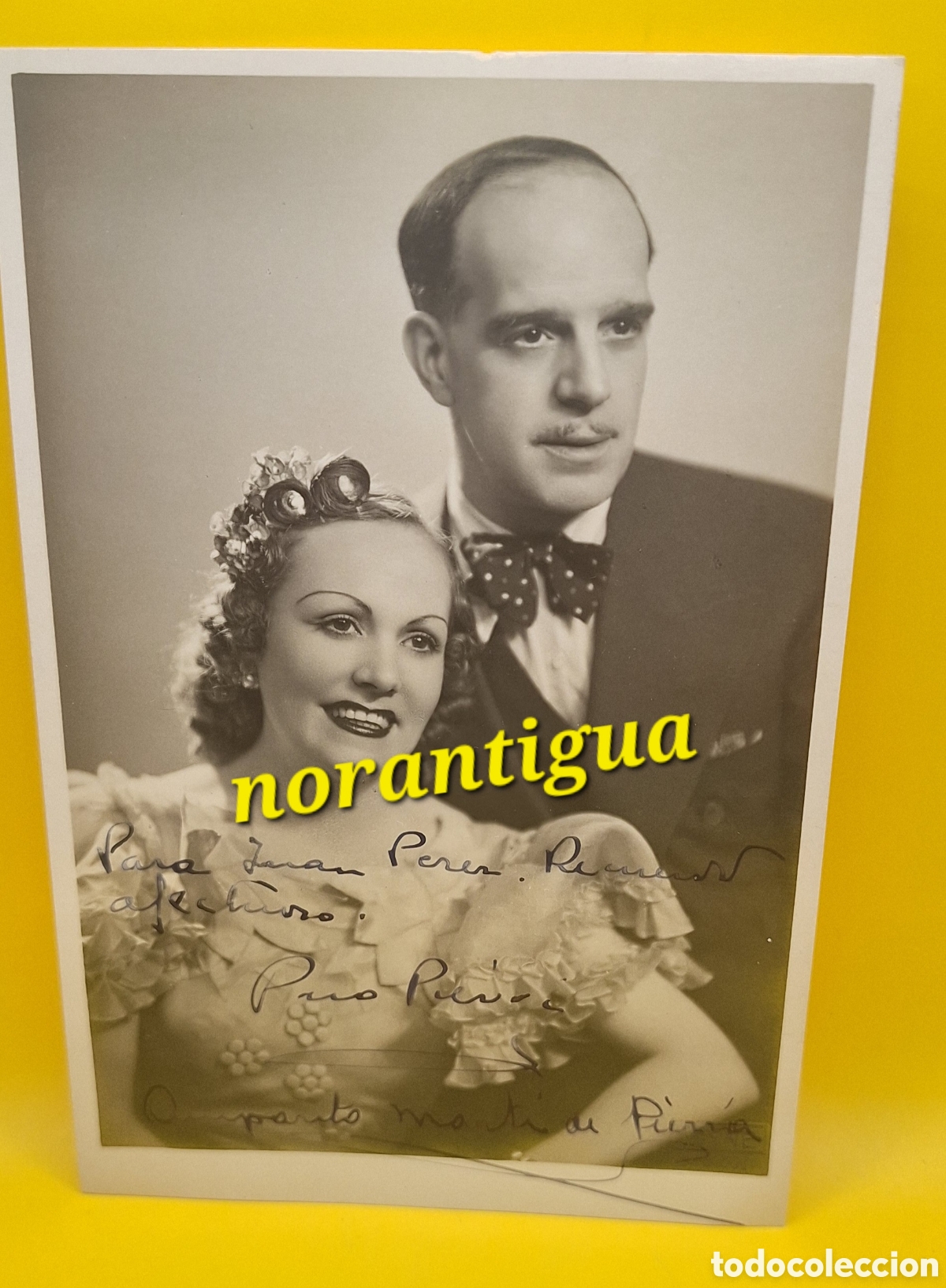 Cine: Antigua Fotograf&iacute;a Dedicada y Firmada por los actores Amparo Amparito Mart&iacute; y Francisco Paco Pierr&aacute;