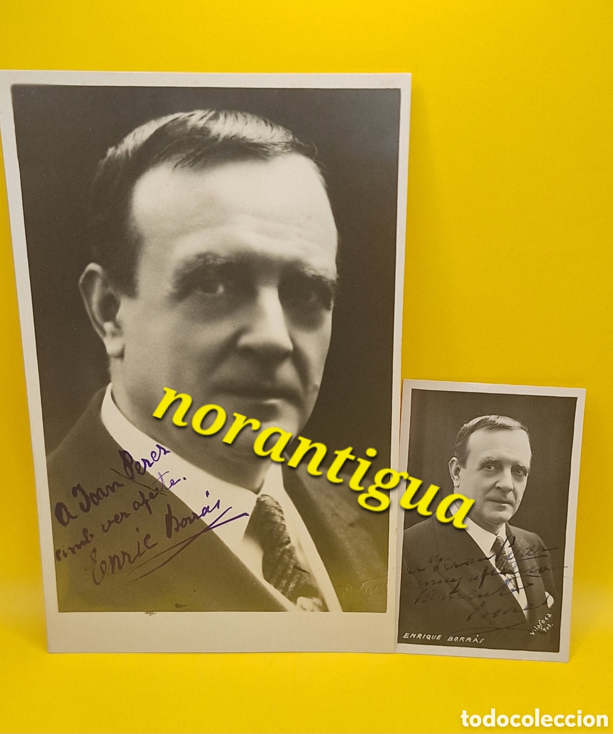 Cine: Pareja de Fotograf&iacute;as Firmadas por el Actor Enric Borr&aacute;s - Badalona 1863 - Barcelona 1957 -