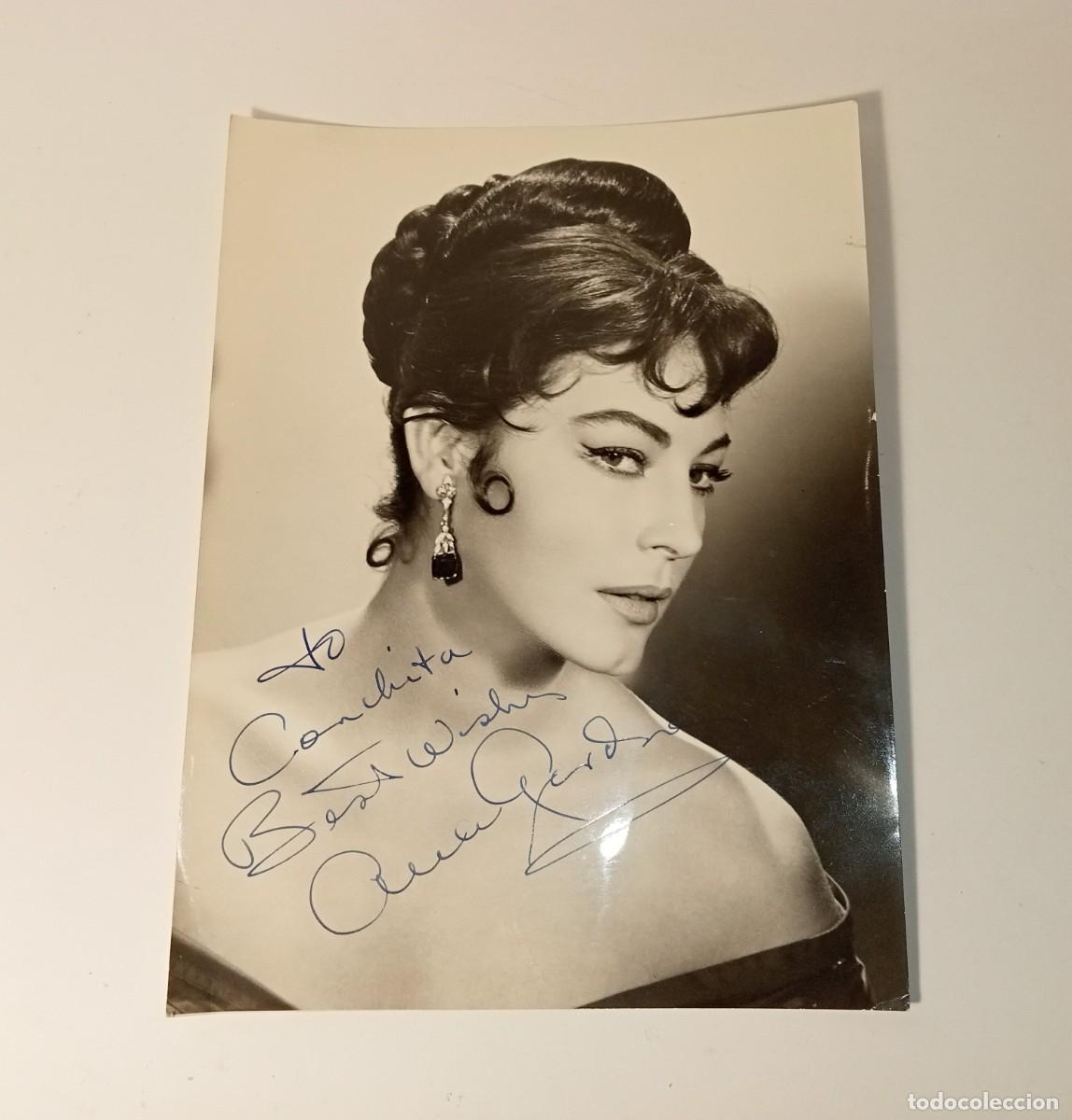 Cine: AVA GARDNER - FOTO con AUT&Oacute;GRAFO en uno de sus viajes a Madrid